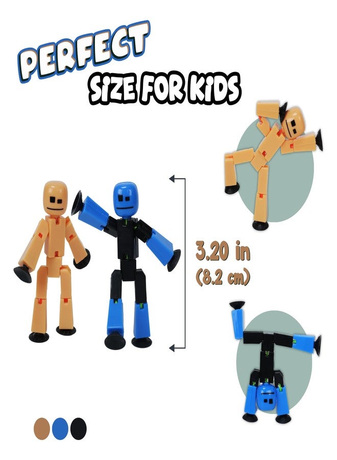 Zing Stikbot Family Pack, Set of 6 Stikbot Collectable Action Figures, Includes 2 Stikbots, 2 Junior Stikbots, 1 Dog, and 1 Cat, Stop Motion Animation - in Eco-Friendly Packaging, Age 4+ - Image 3